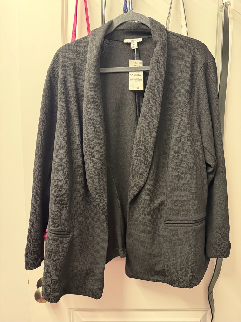 Bar III Black Shawl Collar Open-Front Blazer